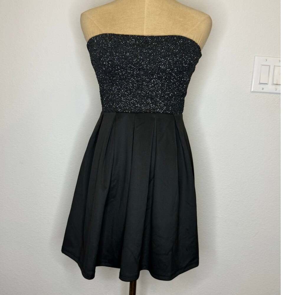 Vintage Wet seal Sparkle Strapless Cocktail Party Holiday Dress Black Women 8